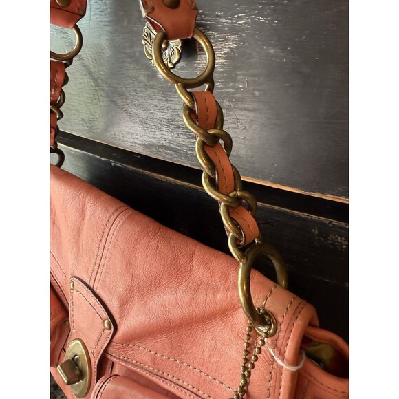 Coach 11128  Leigh Legacy Ltd Ed Pink Leather Handbag Brass Turnlock Striped - Picture 6 of 14